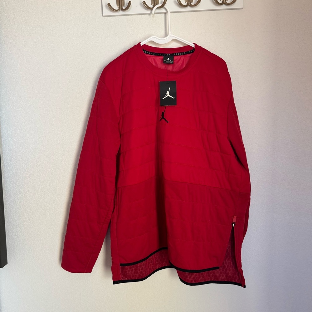Jordan Bright Red Quilted Crew Pullover